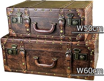 Amazon｜アンティーク風 スーツケース アンティーク木箱 ヴィンテージ