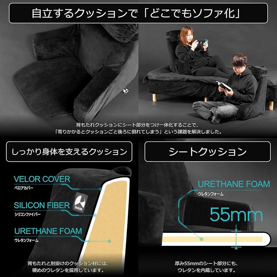 Amazon｜Bauhutte (バウヒュッテ) ゲーミングベッドソファ BHB-650-GY