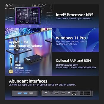 Amazon.com: MeLE Mini PC Overclock X2 N95(up to 3.4GHz), 32GB RAM