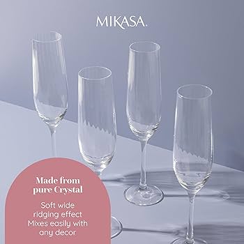 Amazon.com: MIKASA Treviso Crystal Flute Glasses, 190ml, Set of 4