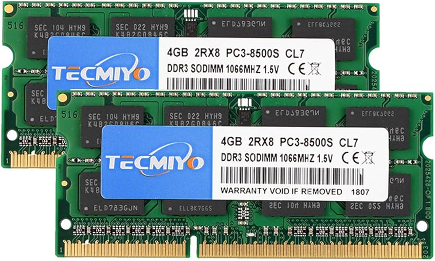 Amazon | TECMIYO 8GB キット (2x4GB) DDR3 1066 SODIMM (PC3-8500