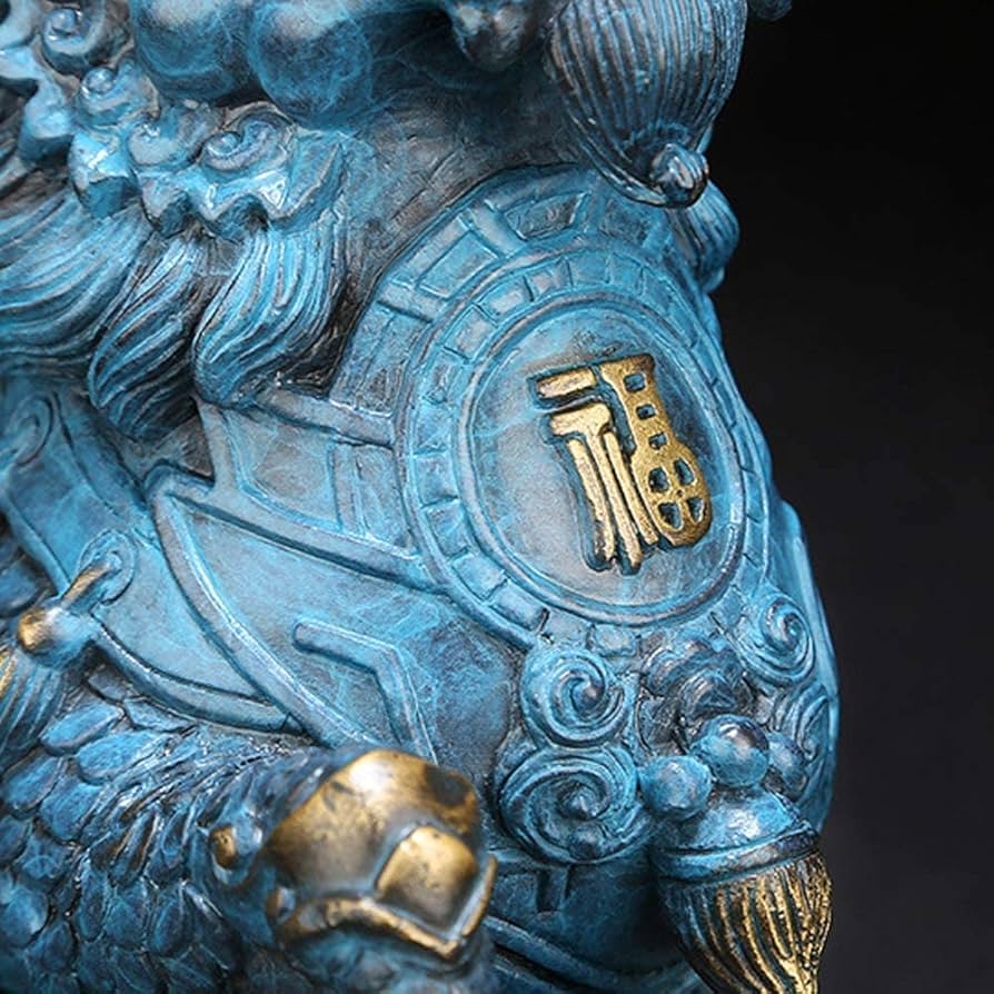 Amazon.co.jp: 麒麟/麒麟青純銅守護像、家庭やオフィスのための中国の