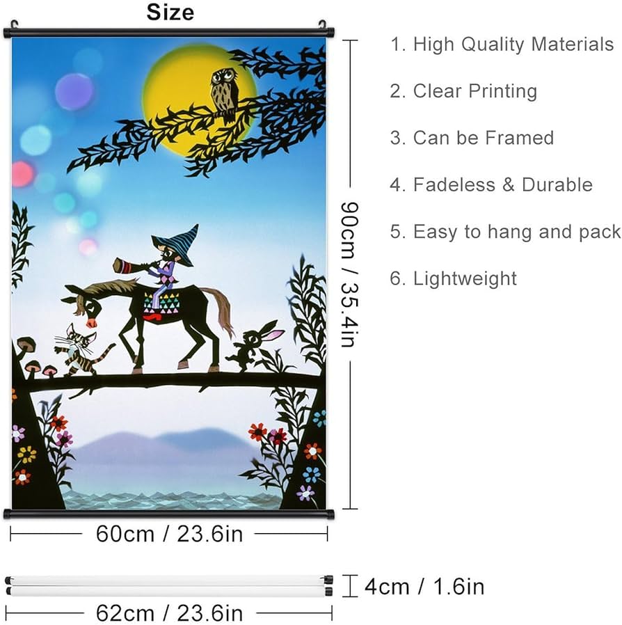 Amazon.co.jp: 藤城清治 角笛と少年 掛ける絵 おしゃれ 軸物 壁畫