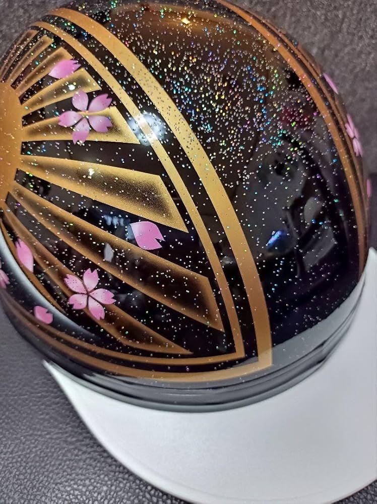 コルク半カスタム富士日章3つボタンパープルゴールドラメぼかし桜