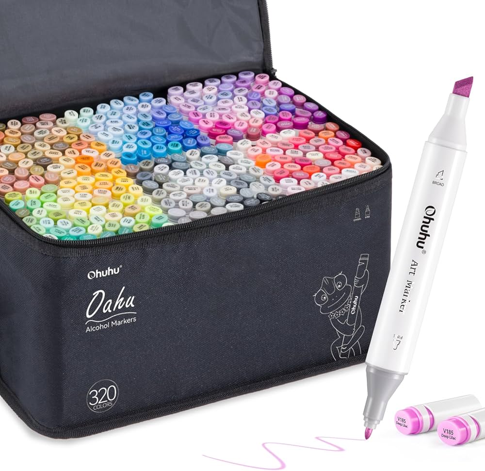 Amazon | Ohuhu イラストマーカー 320色321本 太細両端 マーカーペン