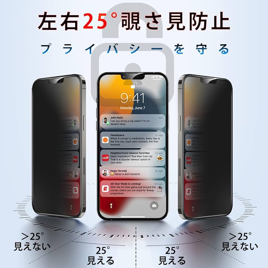 Amazon | 【覗き見防止】対応 iPhone13 mini ガラスフィルム 覗き見
