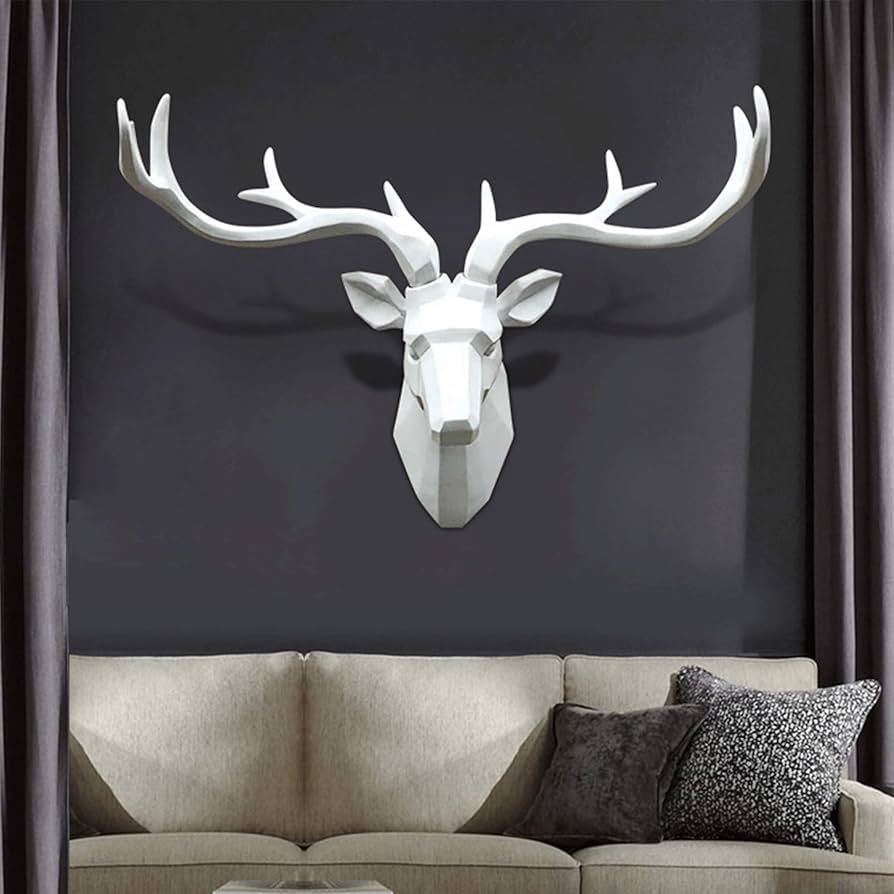 Amazon.co.jp: 鹿の頭の壁の装飾、ラージ、動物の頭の壁掛け装飾
