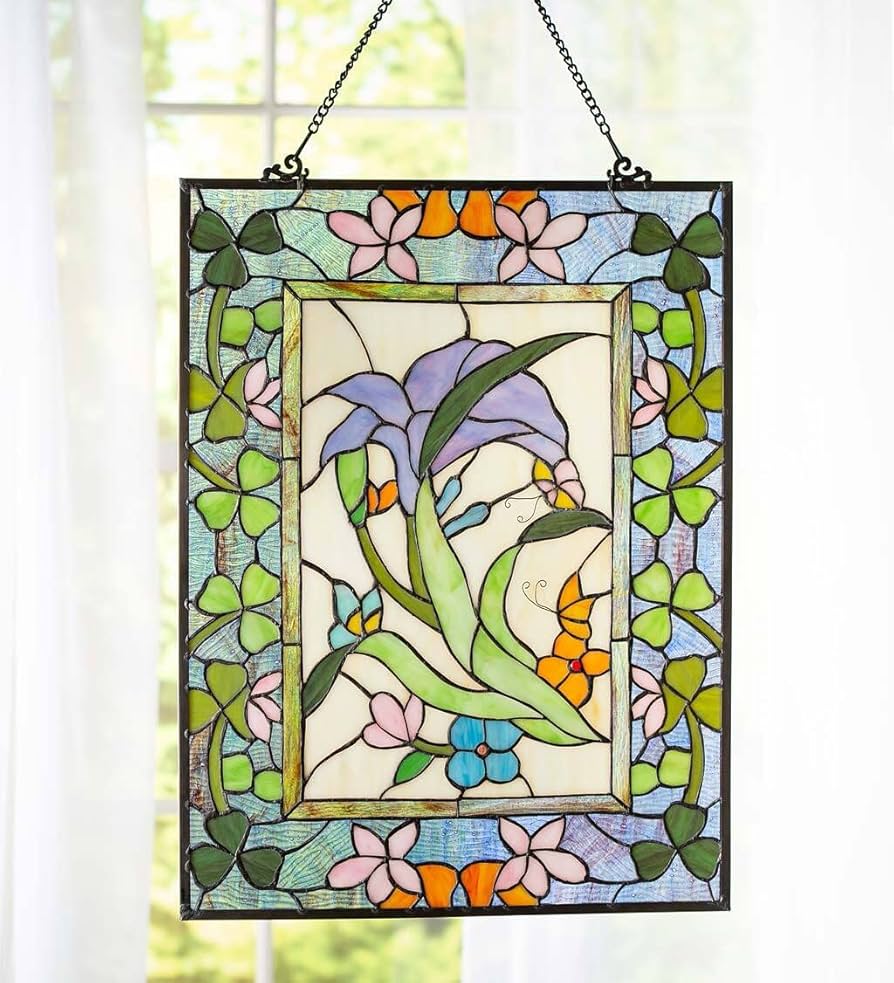 Amazon.co.jp: Wind & Weather ステンドグラスリリー吊り下げパネル 幅