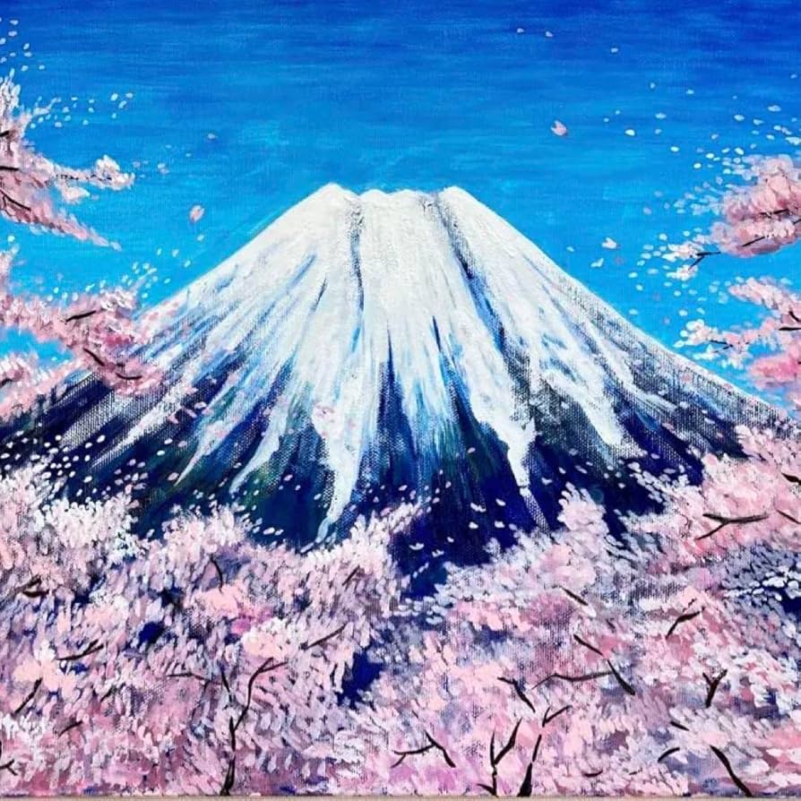 アクリル画 原画 「山高神代桜」額縁付 SMサイズ 風景画 山高神代桜