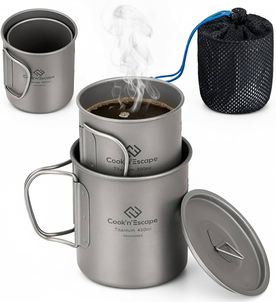 Amazon.co.jp: COOK'N'ESCAPE チタンマグカップセット 300ml＋450ml