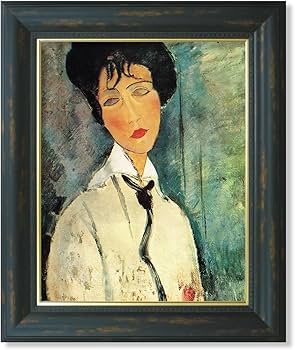 Amazon.co.jp: AC HAN026 モディリアーニ 黒いネクタイの女 F6 額入り