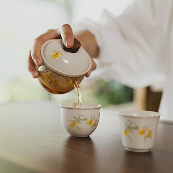 Amazon | 【茶器セット】花柄ガラス急須＆湯呑み2個 中国茶器セット