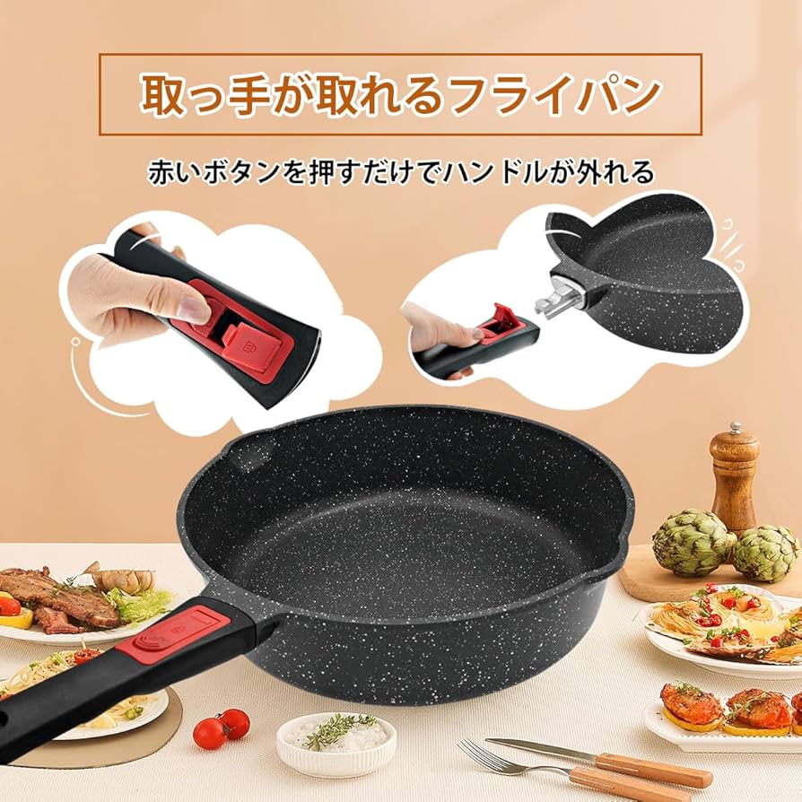 Amazon | RANXINGST フライパン 24cm 蓋付き ih対応 くっつかない 1-3