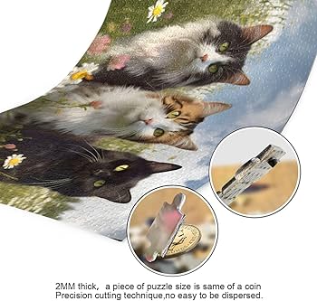 Amazon.com: XYMZR Jigsaw Puzzle 1000 Piece, Three Cats Daisy Sky