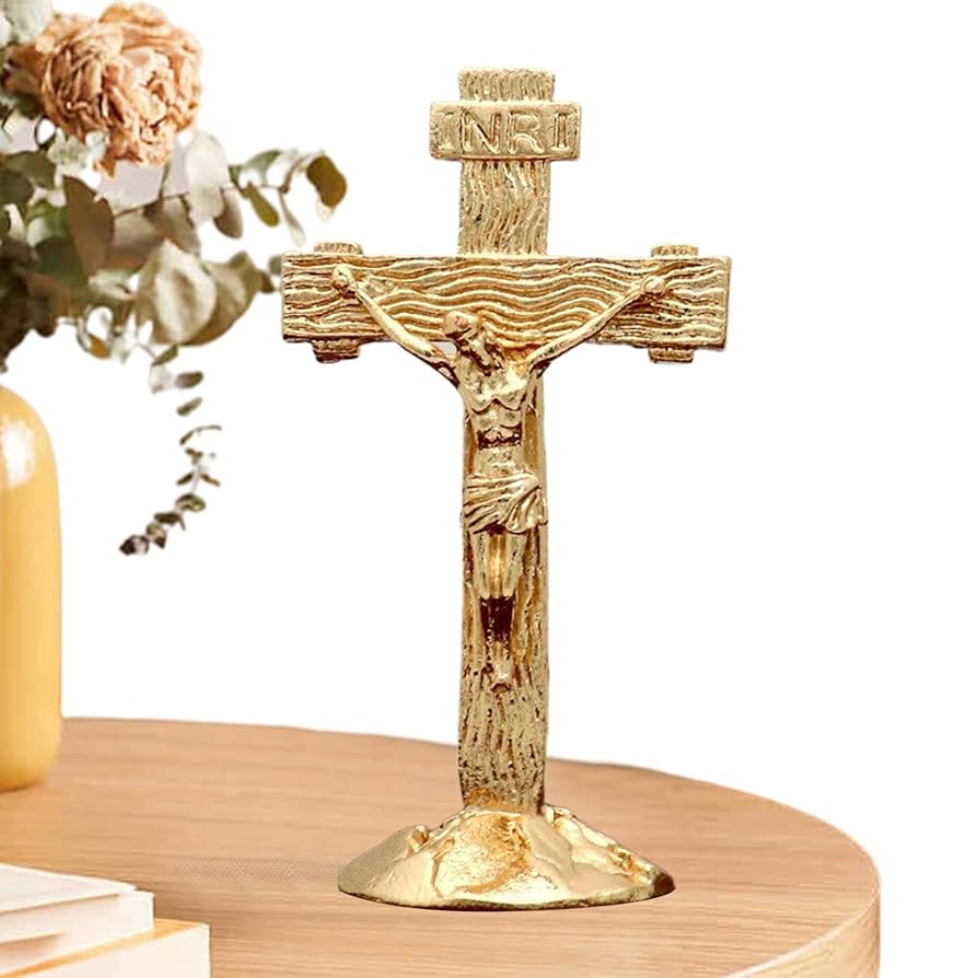 IHS金色大型十字架 キリスト磔刑像 壁掛けクロス 大型 ヴィンテージ