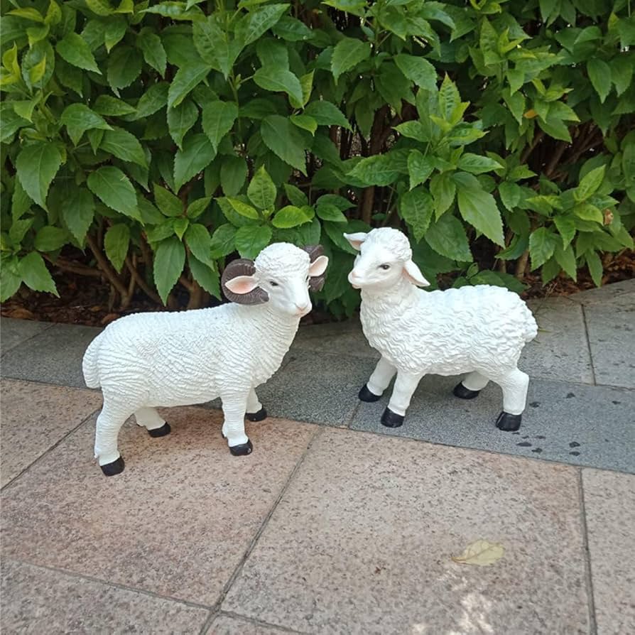 Amazon.co.jp: XMayGift 羊の置物 可愛い 2匹セット 屋内装飾 ひつじ