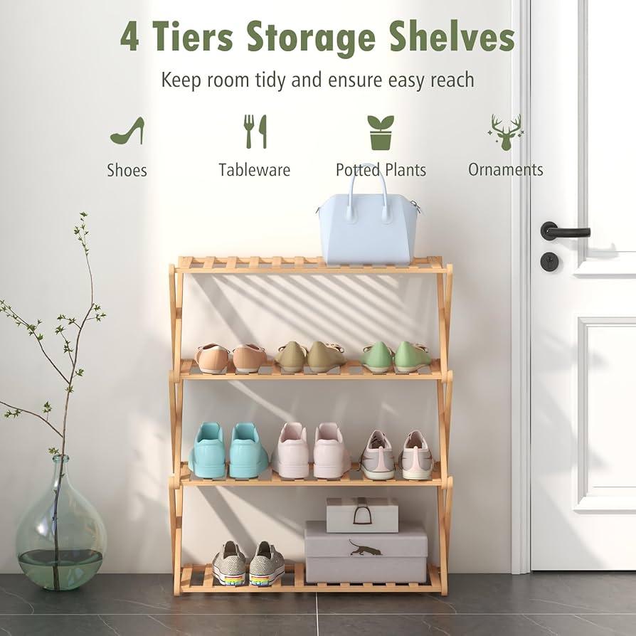 Amazon.com: Giantex Bamboo Plant Stand Indoor, 4-Tier Folding