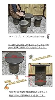 宝福寿吉 信楽焼 青窯肌 ガーデンテーブルセット 直径46cm 宝福寿吉