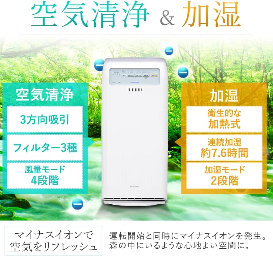 Amazon.co.jp: アイリスオーヤマ 加湿空気清浄機 17畳 RHF-404-W