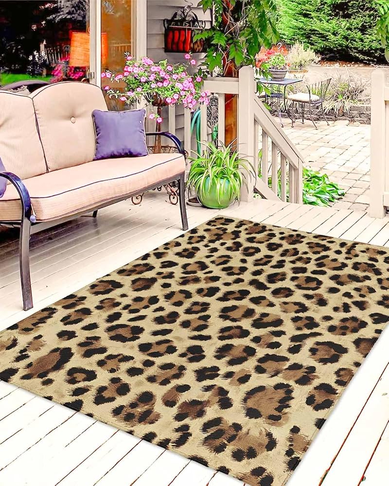 Amazon.com: RisQiten Leopard Outdoor Rug 6x9 Ft - Reversible Patio