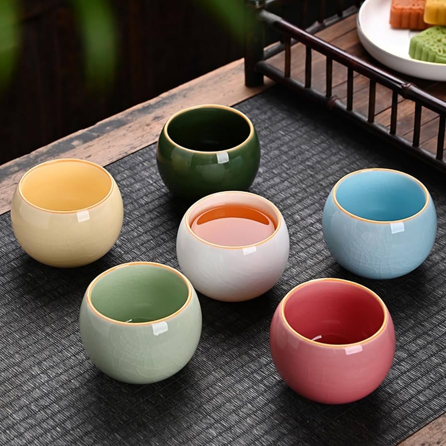 Amazon | FLYILIA 湯呑み セット 湯飲み茶碗 ティーセット 貫入 来客用