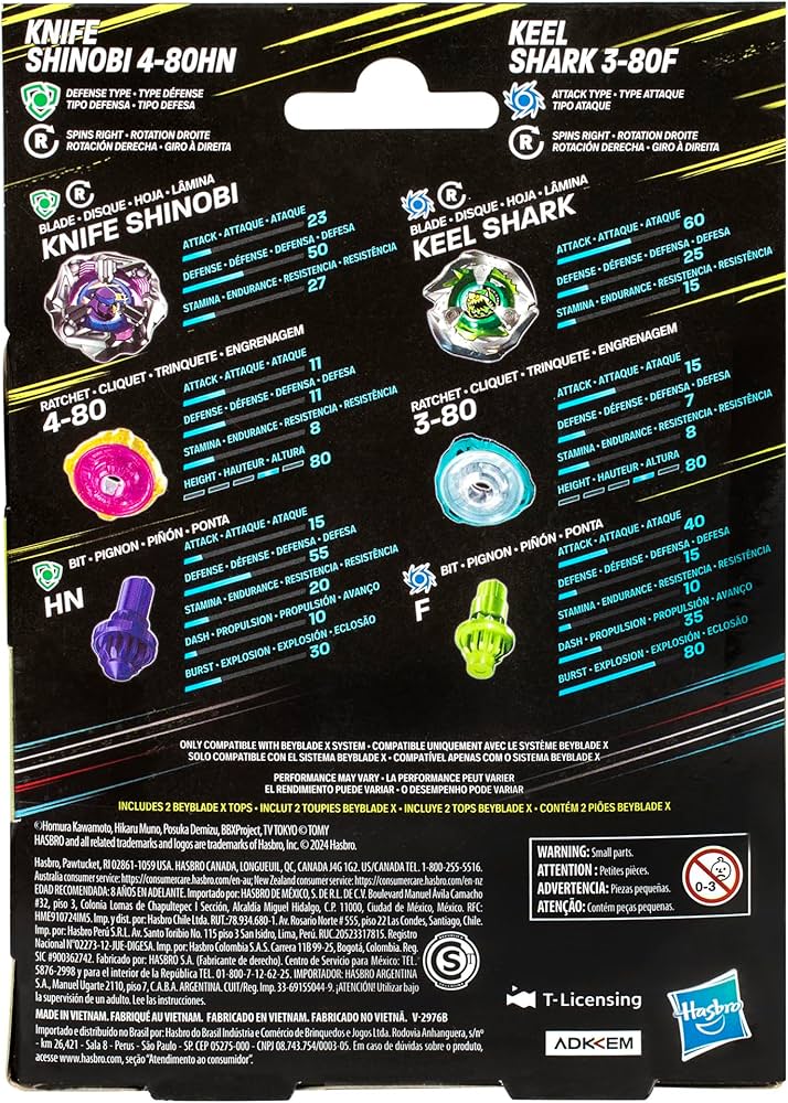 Amazon.co.jp: ベイブレードXナイフ忍4-80HNとキールシャーク 3-80F