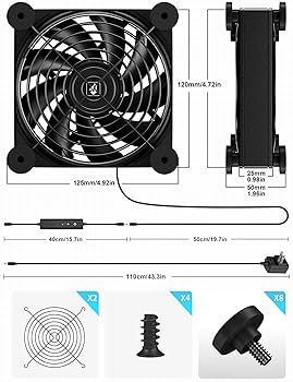 Amazon.co.jp: upHere 冷却ファン AC電源 DC12V PC冷却 12cmミニ扇風機