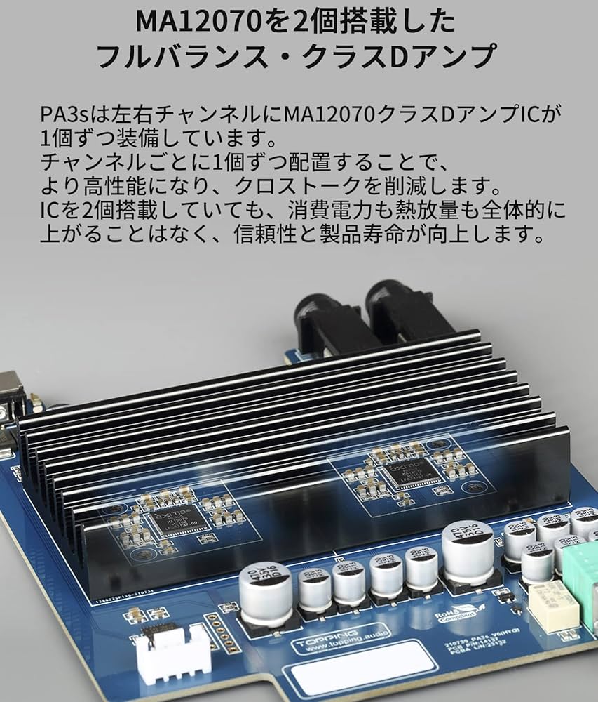 Amazon | Topping PA3S フルバランス クラスD パワーアンプ RCA+TRS
