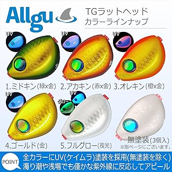 Amazon.co.jp: Allgu タングステン タイラバ ヘッド 鼠流TG(そりゅう