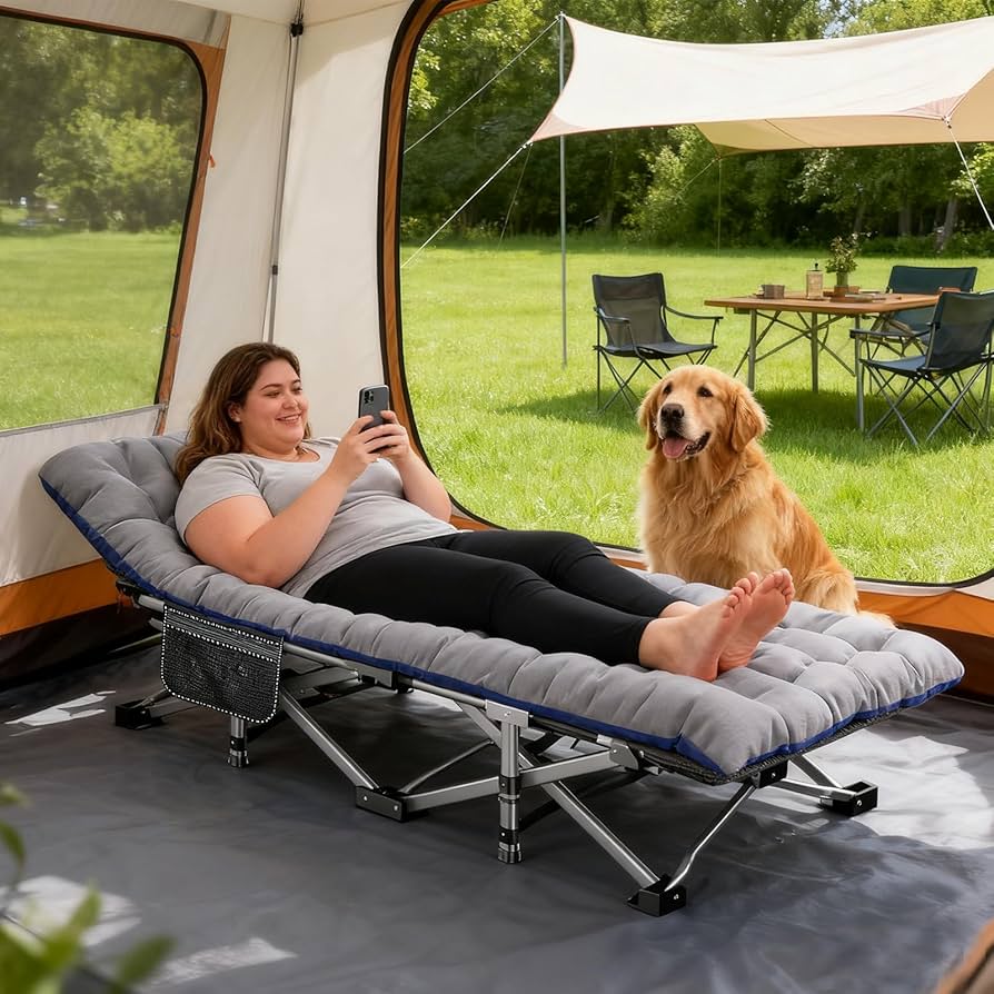 Amazon.com: DoCred Oversized XXL Folding Camping Cot with Mattress