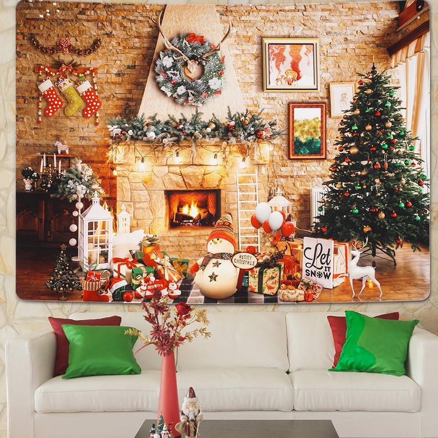 Amazon.co.jp: Shiny Flower クリスマスタペストリー クリスマスツリー