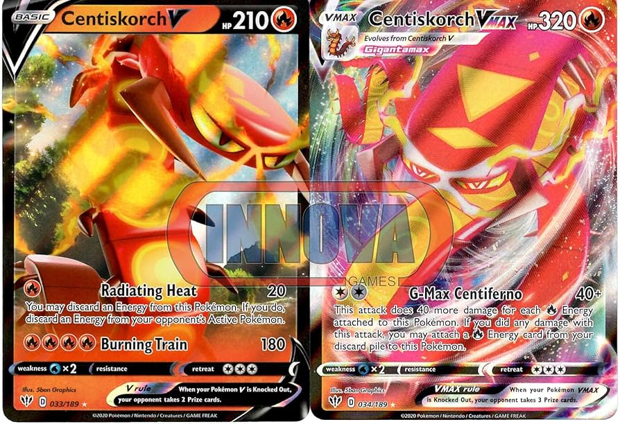 Amazon.com: Centiskorch V & Vmax - 33/189-34/189 - Darkness Ablaze