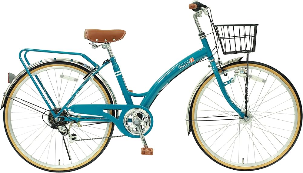 Amazon | シティサイクル 26インチ スチール シマノ製 6段変速 前カゴ