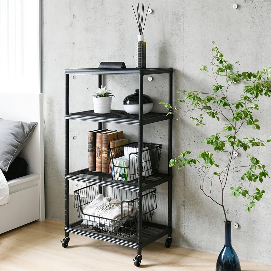 Amazon｜山善(YAMAZEN) ラック 棚 4段 キャスター付き 全体耐荷重120kg