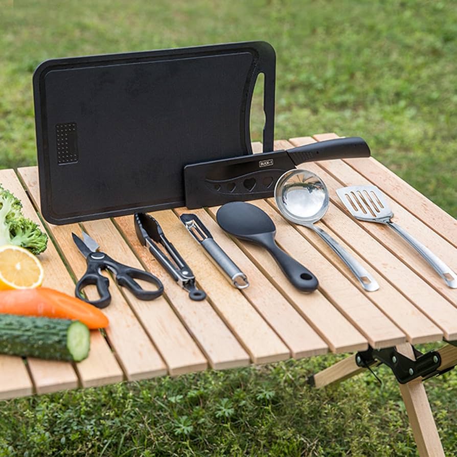 Amazon.co.jp: キャンプ用調理器具セット、8点セット バーベキュー BBQ