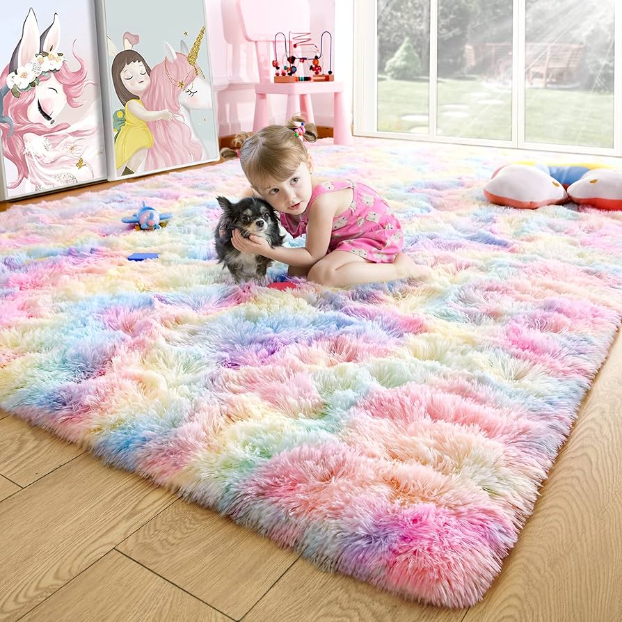 Amazon.com: Noahas 6x9 Fluffy Rainbow Rugs for Bedroom Girls,Large