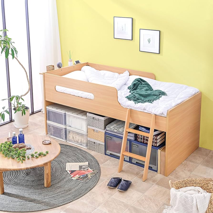 Amazon｜ロフト ベッド 木製 ロー タイプ ベッド フレーム 大人用 子供