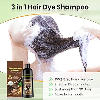 Amazon.com : JUANCHI Chestnut Brown Hair Dye Shampoo 3 in1