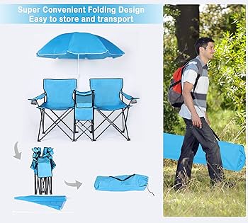 Amazon.com : LAZZO Double Folding Camping Chairs, Portable Picnic