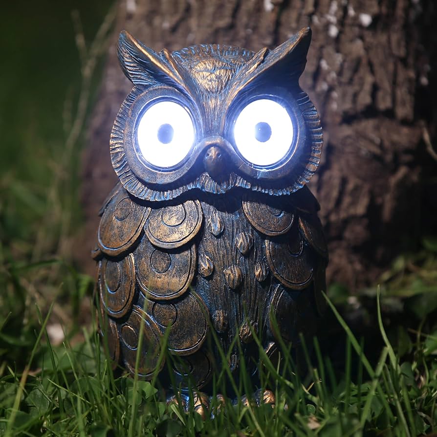 Amazon.com: Owl Outdoor Statue with Solar Light Garden Decoration