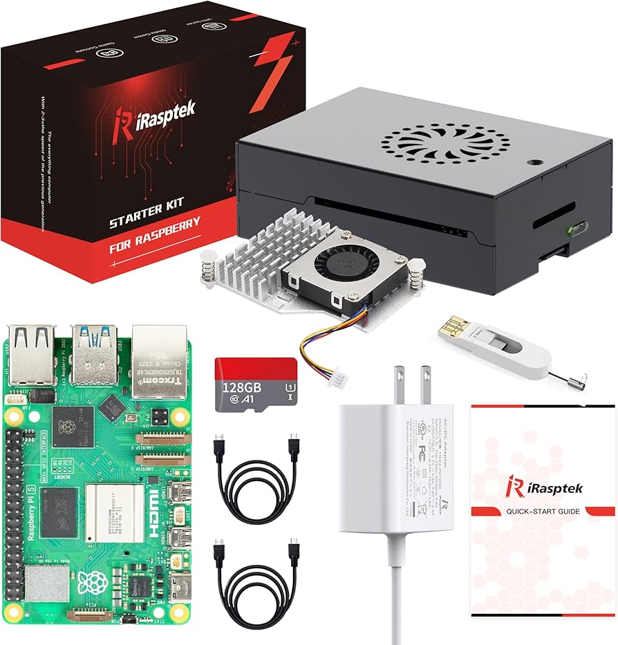 iRasptek Starter Kit for Raspberry Pi 5 RAM 8GB - 128GB Edition of
