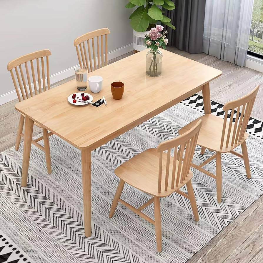 Amazon｜ダイニングテーブルセット 天然木無垢材幅120/130/140×奥行60