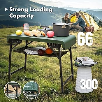 Amazon.com: VILLEY Camping Table and Collapsible Stools Set