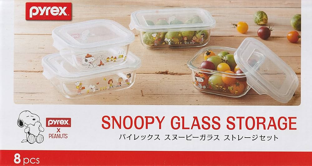 Amazon｜Pyrex(パイレックス) スヌーピーガラス ストレージセット 8pc