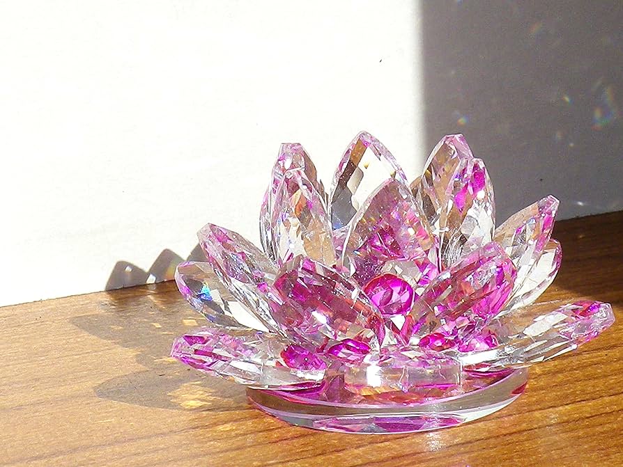 クリスタルクリアフラワー 赤い蝶の置物 ギフト 女性用 ガラス蓮の花