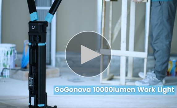 10000 Lumen Work Light with Stand, GoGonova 87'' Rechargeable Dual