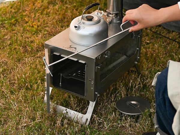 Amazon | TOMOUNT チタン 薪ストーブ 折り畳み式 二次燃焼 厚さ1mm【3M