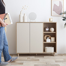 Amazon.co.jp: 家具350 キャビネット 幅96 収納 大容量 棚 スリム 木製