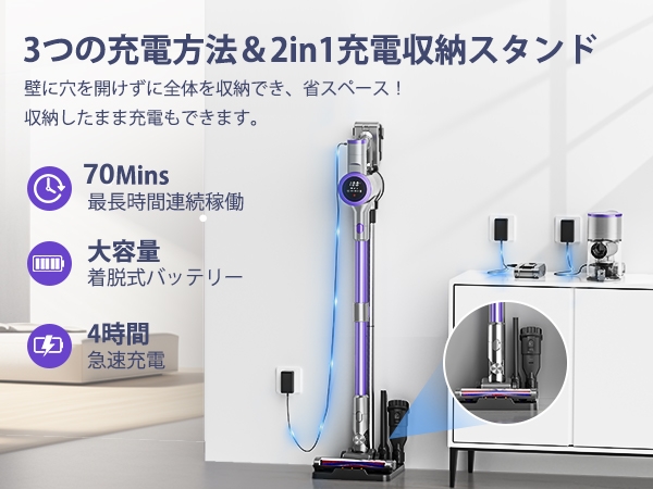Amazon | 掃除機 コードレス【2026衝撃的デビュー！真90Kpa超強力吸引