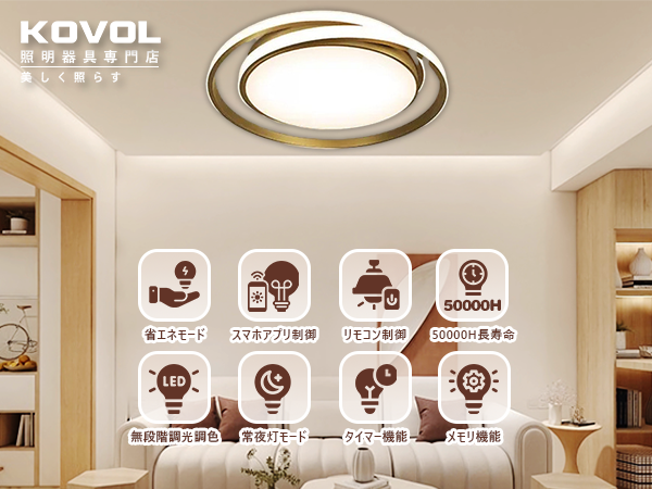 Amazon.co.jp : KOVOL LED シーリングライト 6畳 8畳 10畳 おしゃれ